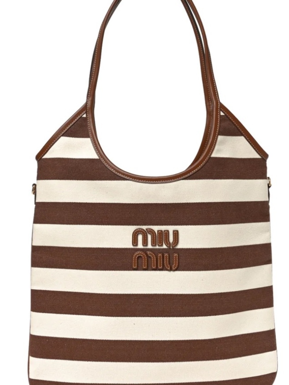 Miu Miu Brown and Cream Striped Shoulder Tote ivy bag new